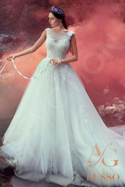 Mella Sleeveless A-line Open back Wedding Dress Front