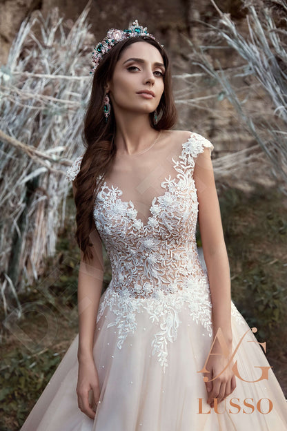 Kathrice Short/ Cap sleeve A-line Full back Wedding Dress 2