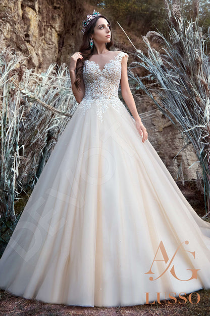 Kathrice Short/ Cap sleeve A-line Full back Wedding Dress Front