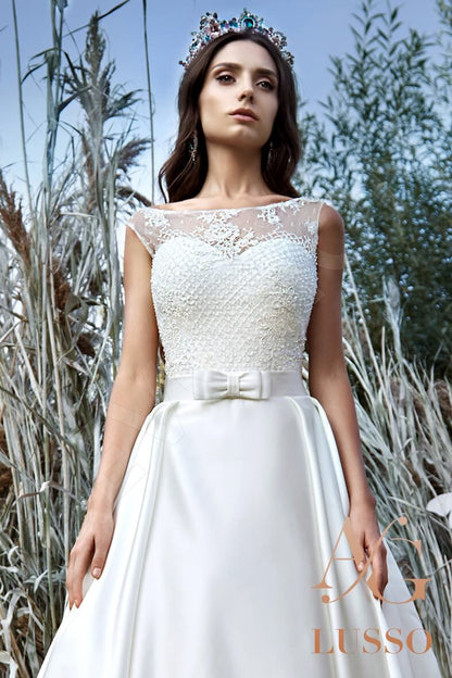 Melania Sleeveless A-line Full back Wedding Dress 4