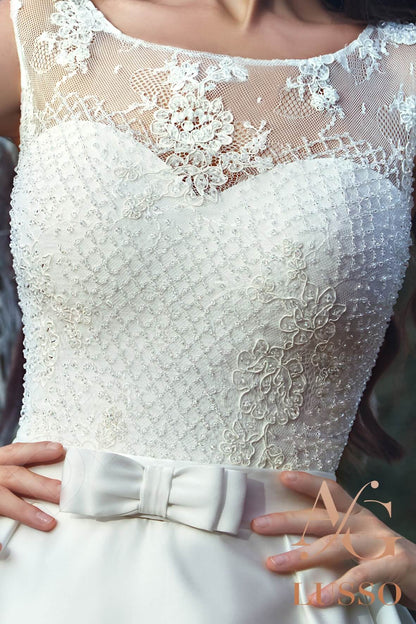 Melania Sleeveless A-line Full back Wedding Dress 5