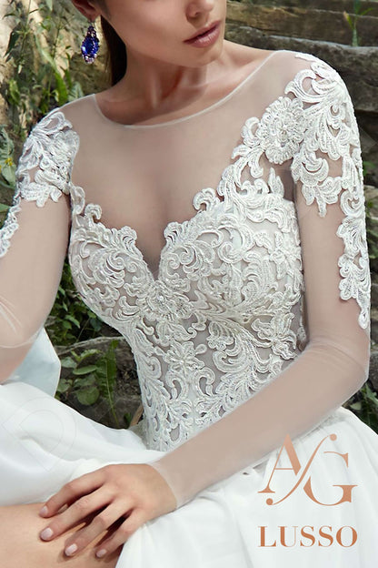 Salvaza Long sleeve A-line Open back Wedding Dress 4