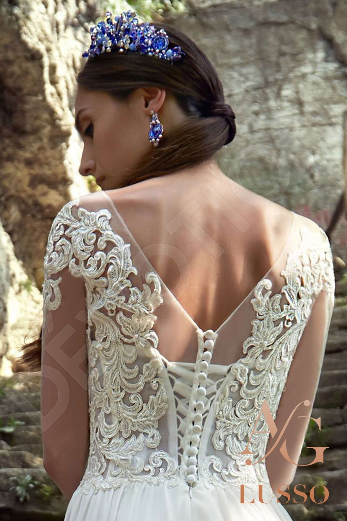 Salvaza Long sleeve A-line Open back Wedding Dress 5