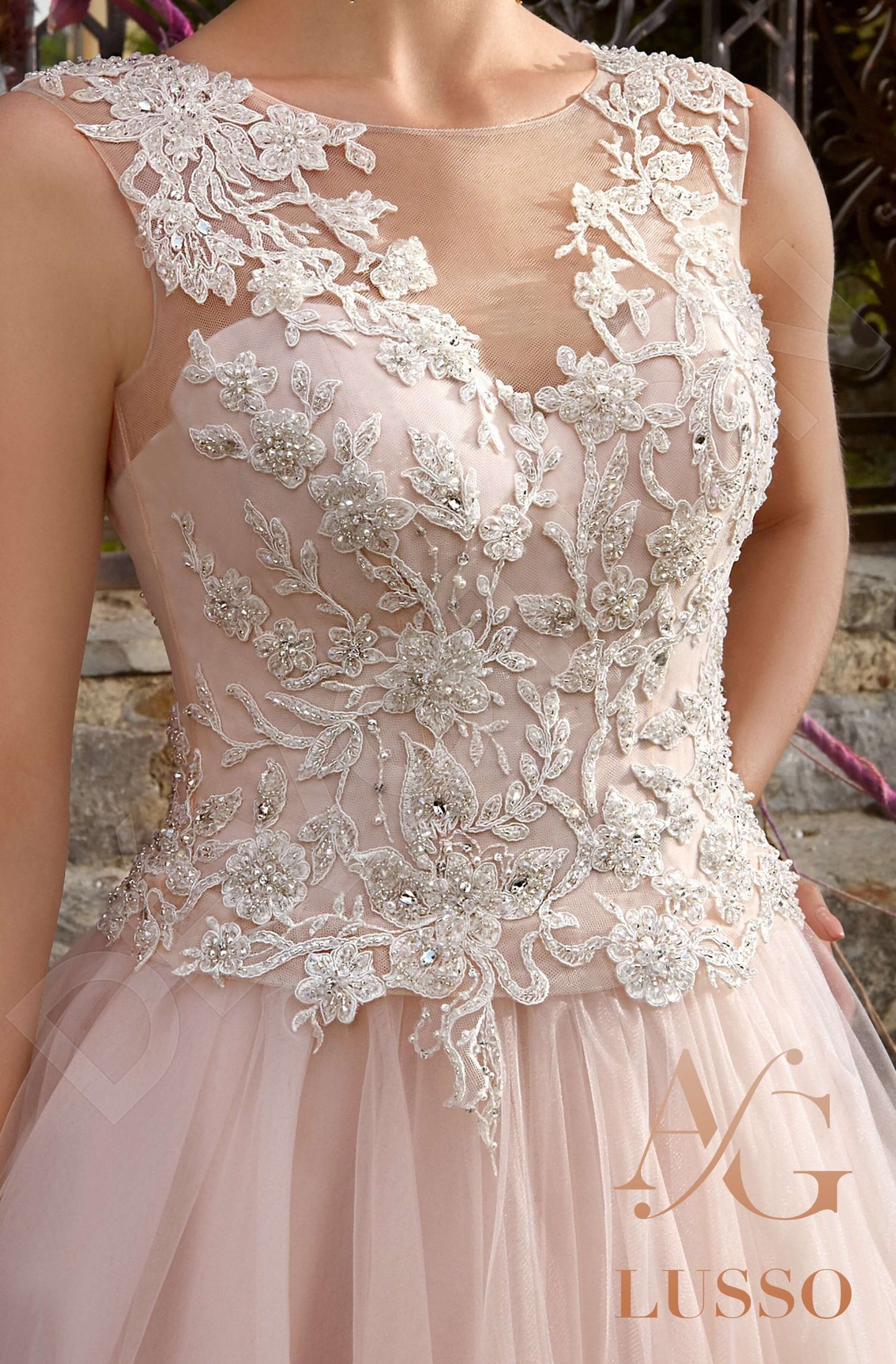 Sindy Illusion back Princess/Ball Gown Sleeveless Wedding Dress 5