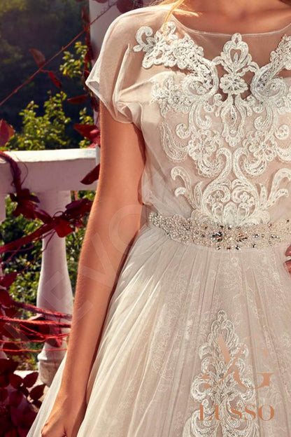 Feria Open back Princess/Ball Gown Short/ Cap sleeve Wedding Dress 4