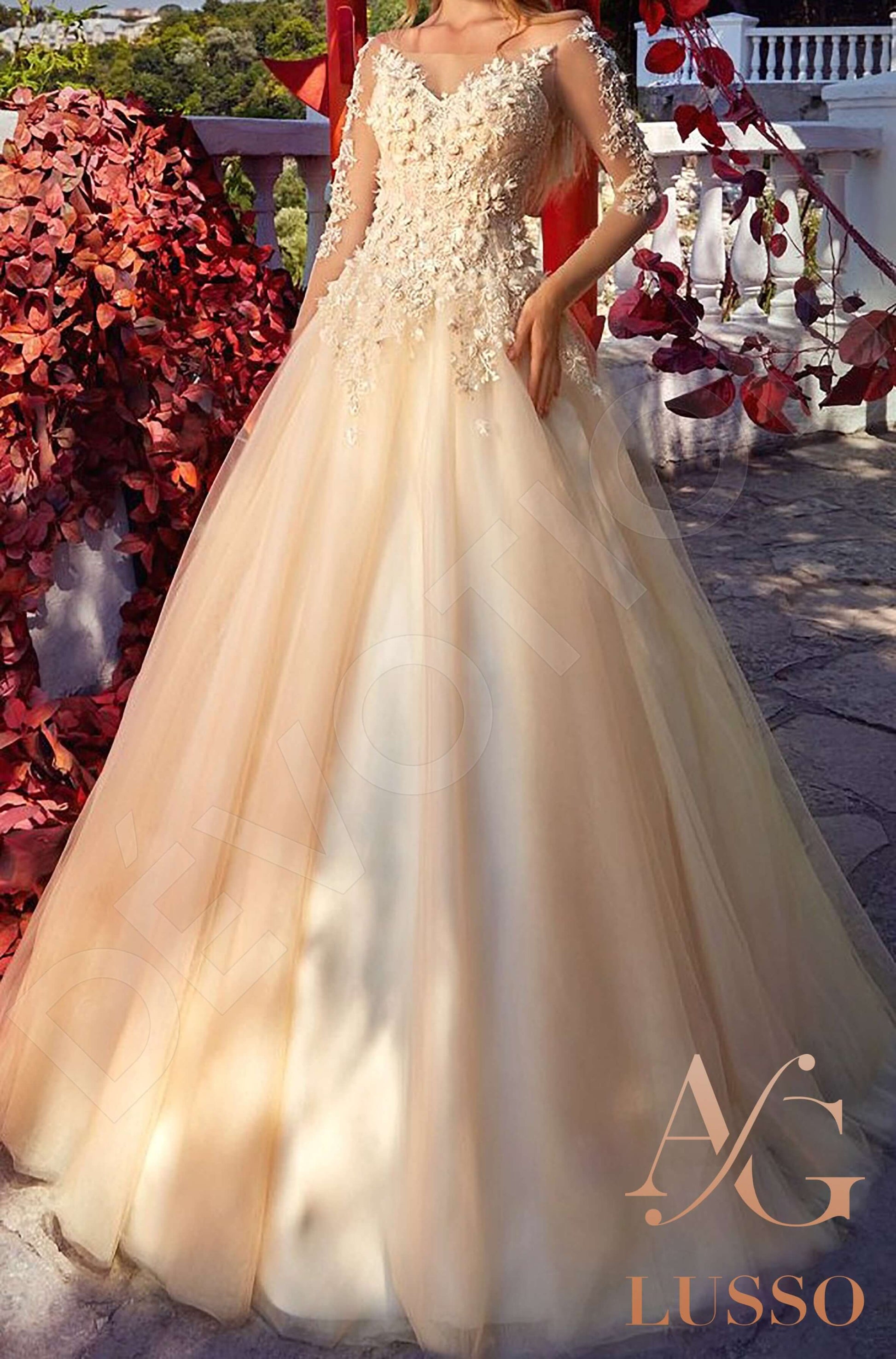 Kaily Princess/Ball Gown Off-shoulder/Drop shoulders Nude Wedding dress