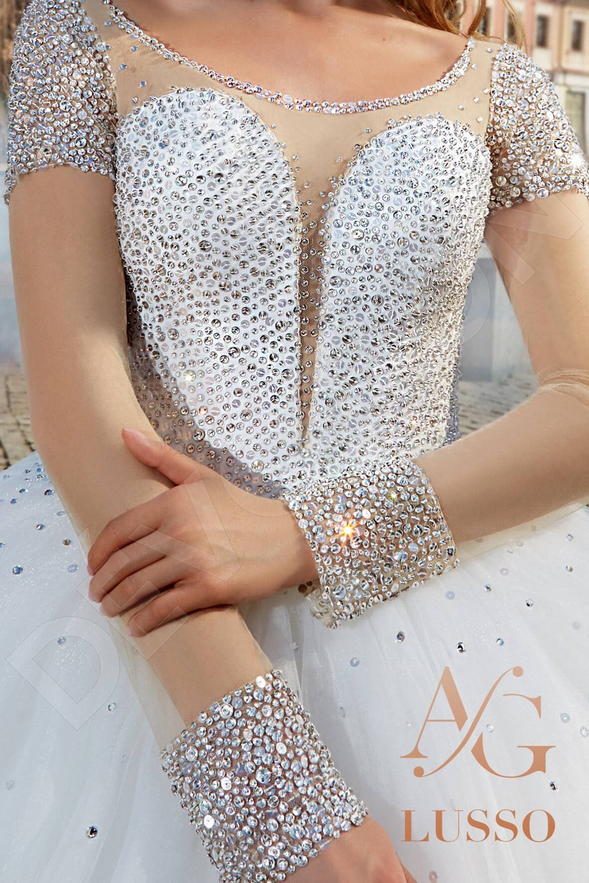 Cassandra Illusion back Princess/Ball Gown Long sleeve Wedding Dress 6