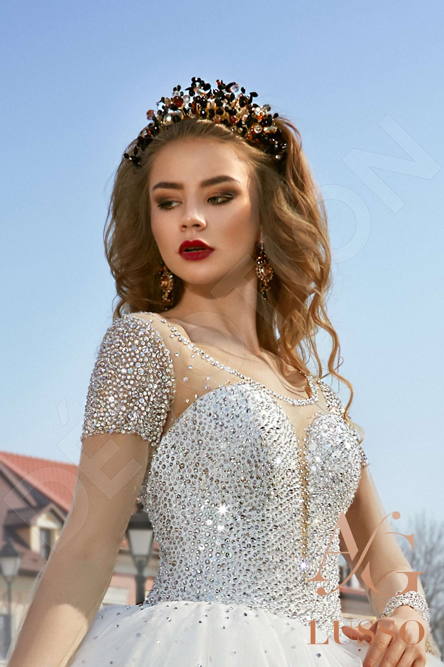 Cassandra Illusion back Princess/Ball Gown Long sleeve Wedding Dress 5