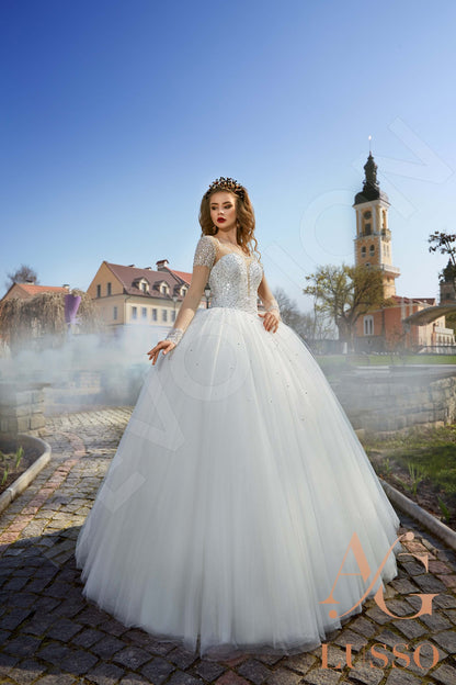 Cassandra Illusion back Princess/Ball Gown Long sleeve Wedding Dress 7