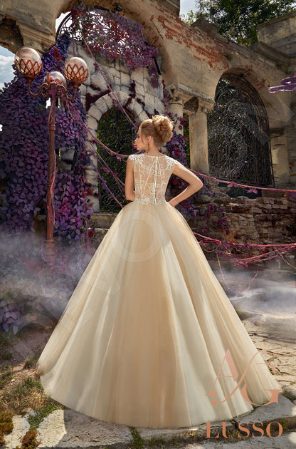 Arna Full back Princess/Ball Gown Short/ Cap sleeve Wedding Dress Back