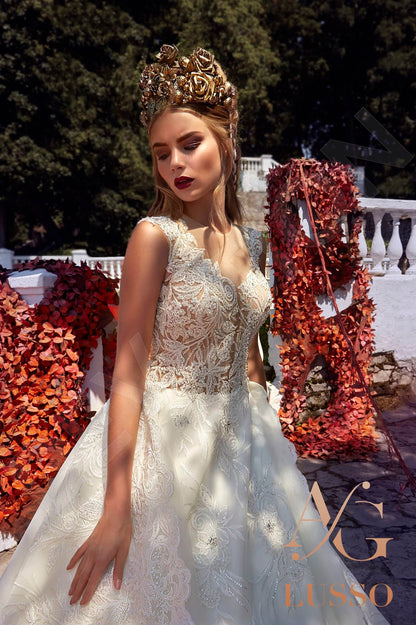 Darla Illusion back A-line Sleeveless Wedding Dress 2