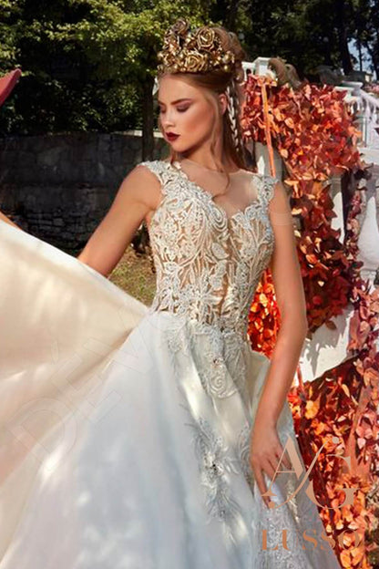 Darla Illusion back A-line Sleeveless Wedding Dress 3