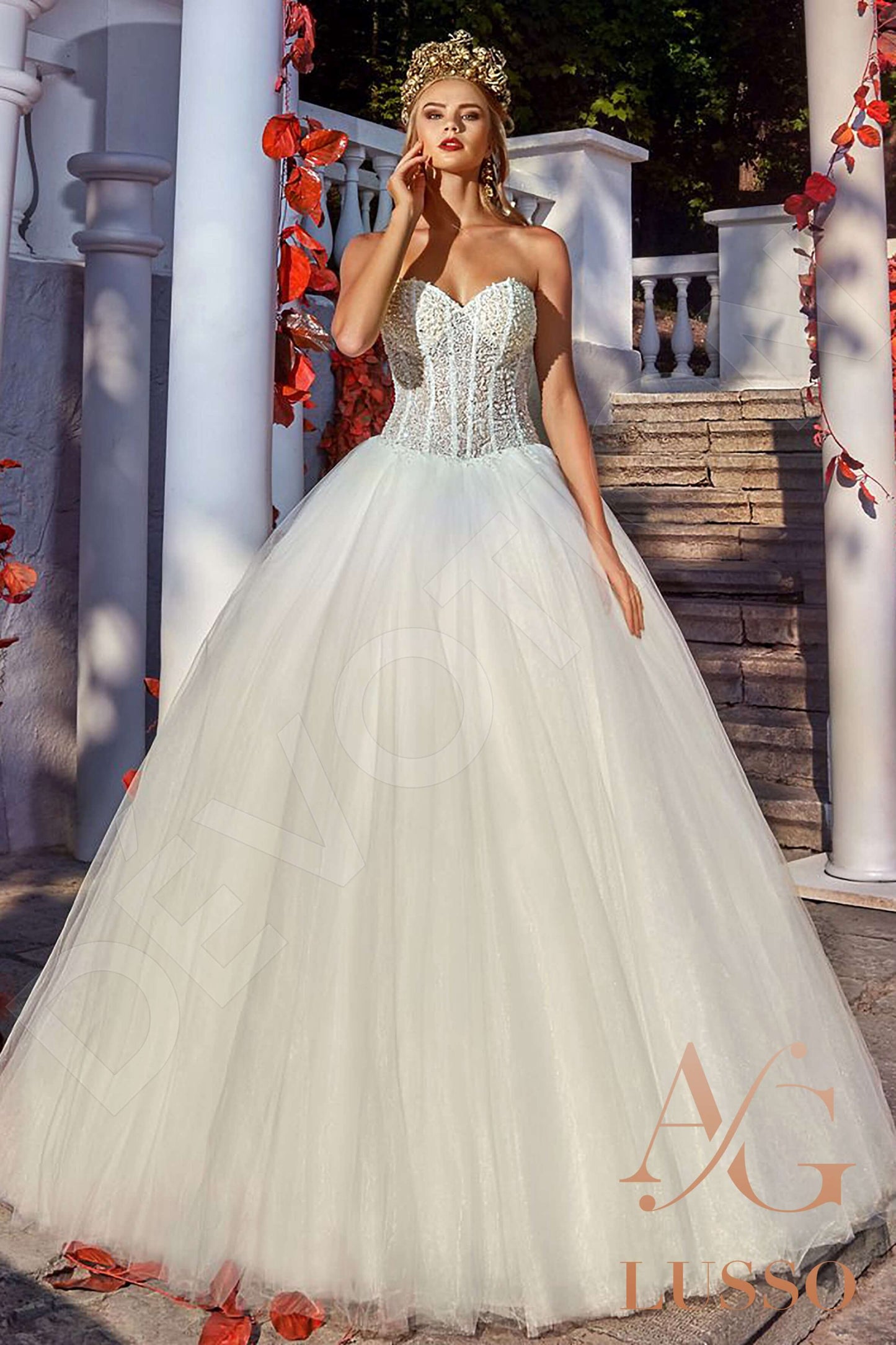Maudina Open back Princess/Ball Gown Strapless Wedding Dress Front