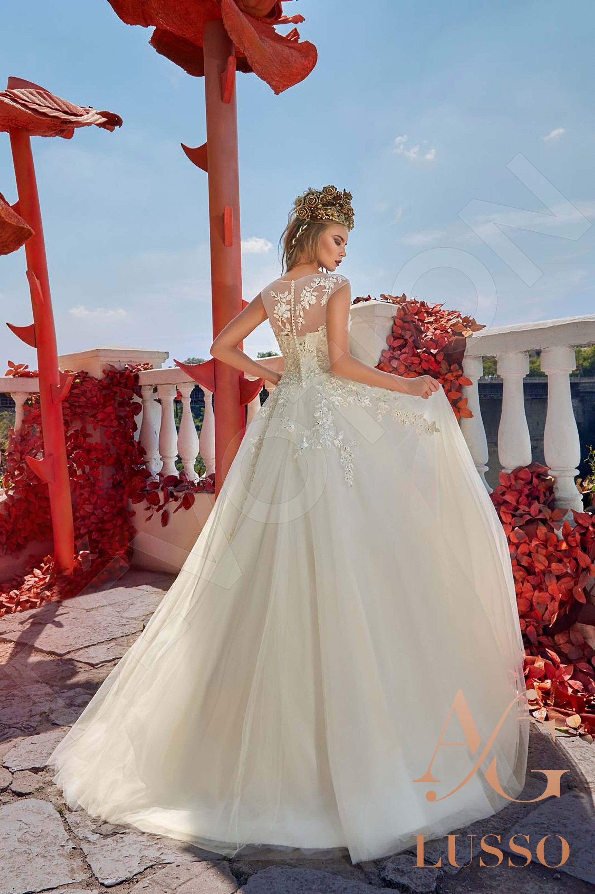 Keyra Princess/Ball Gown Boat/Bateau Milk Wedding dress
