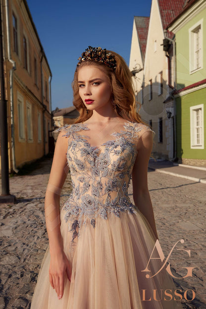 Bormina Illusion back A-line Short/ Cap sleeve Wedding Dress 2