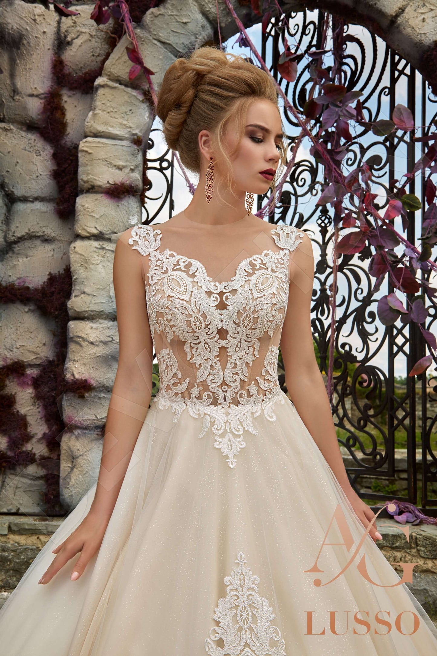 Rania Illusion back Princess/Ball Gown Short/ Cap sleeve Wedding Dress 2