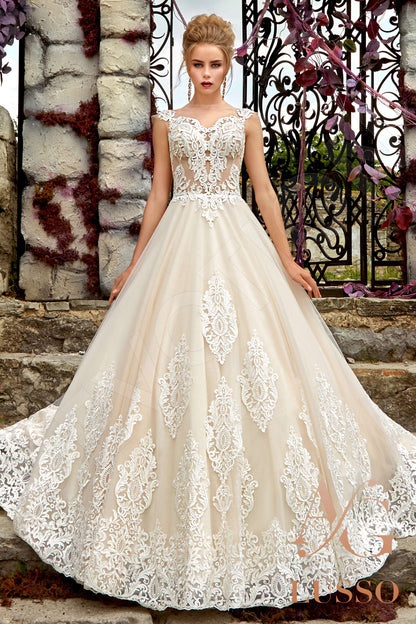 Rania Illusion back Princess/Ball Gown Short/ Cap sleeve Wedding Dress Front
