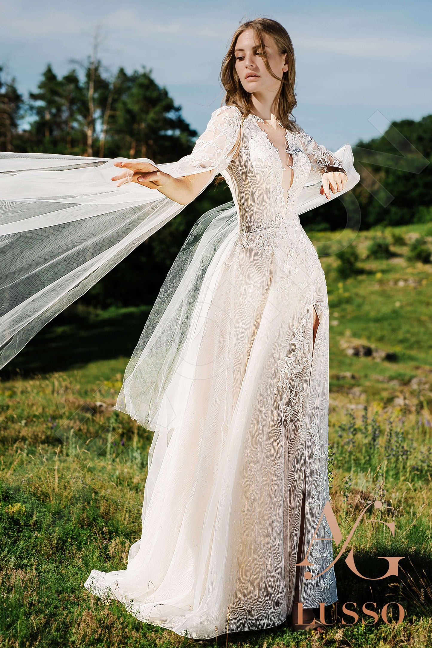 Bisa Full back A-line Long sleeve Wedding Dress 8