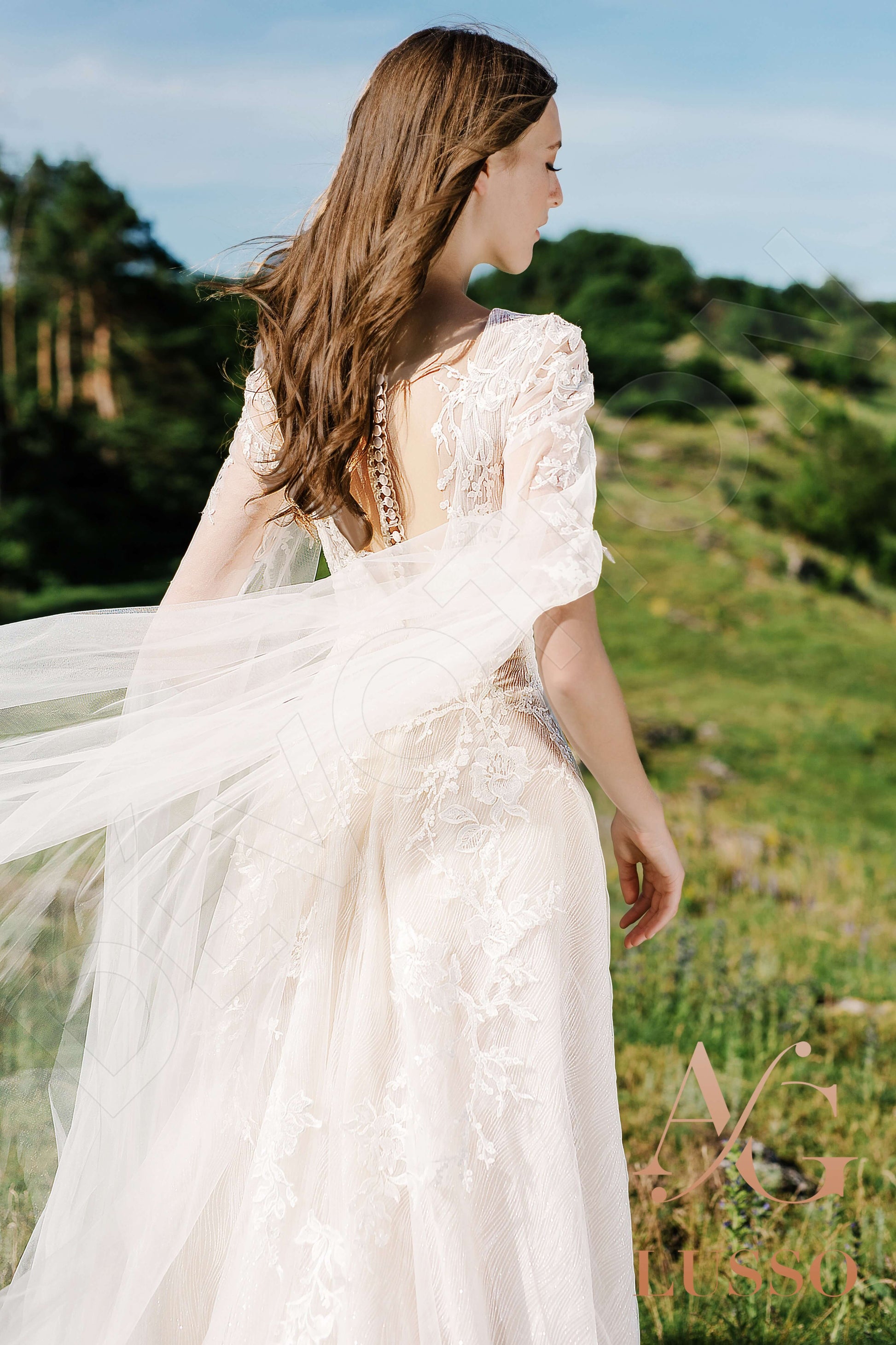 Bisa A-line Illusion Ivory Wedding dress