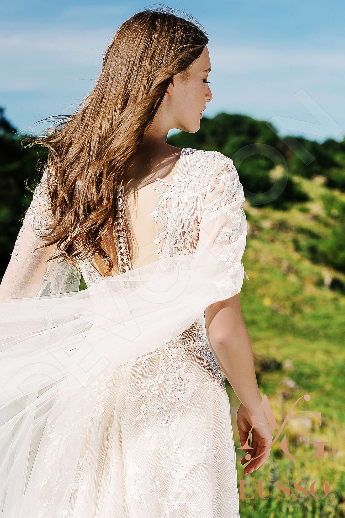 Bisa Full back A-line Long sleeve Wedding Dress 11