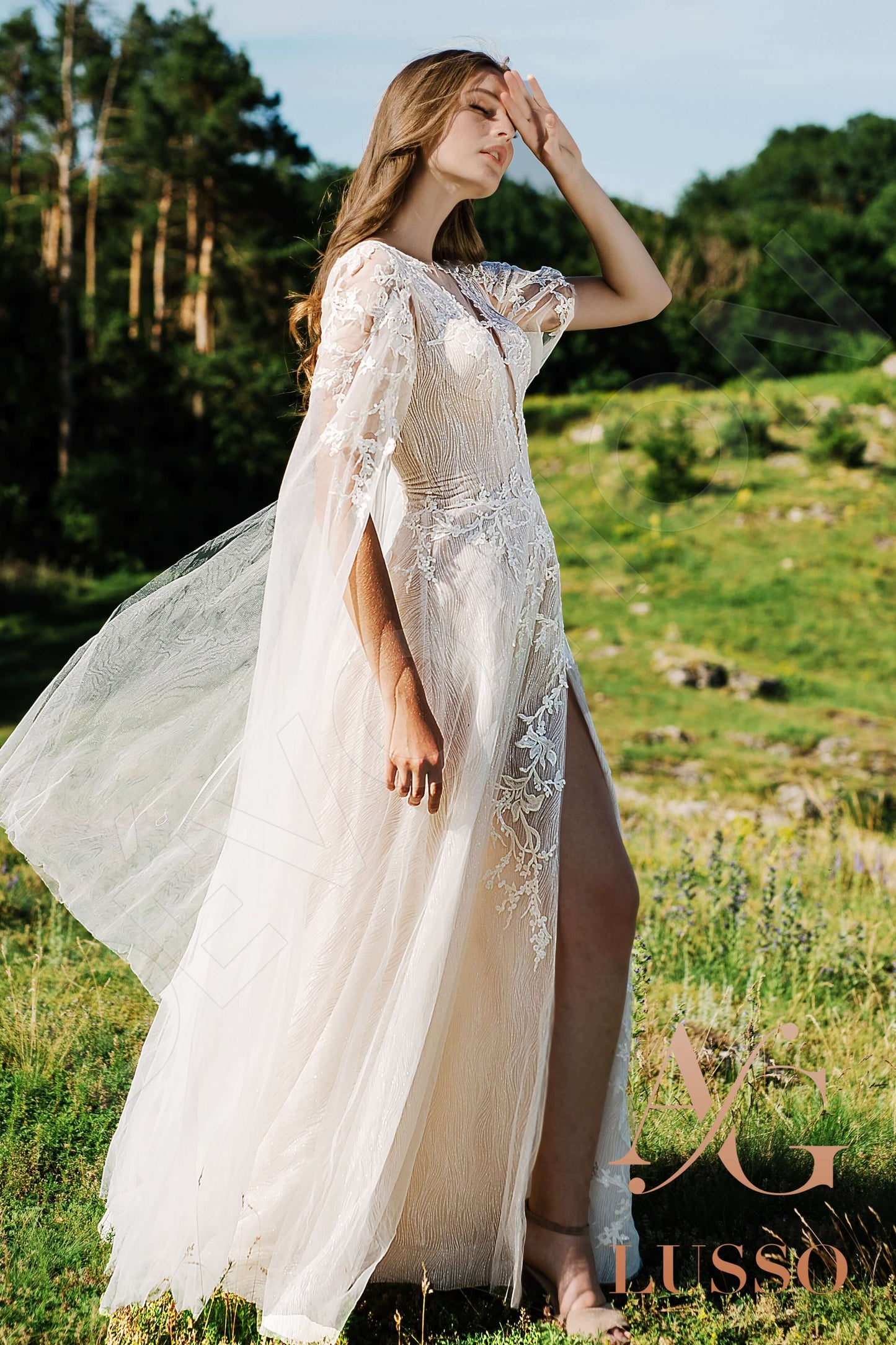 Bisa Full back A-line Long sleeve Wedding Dress 12