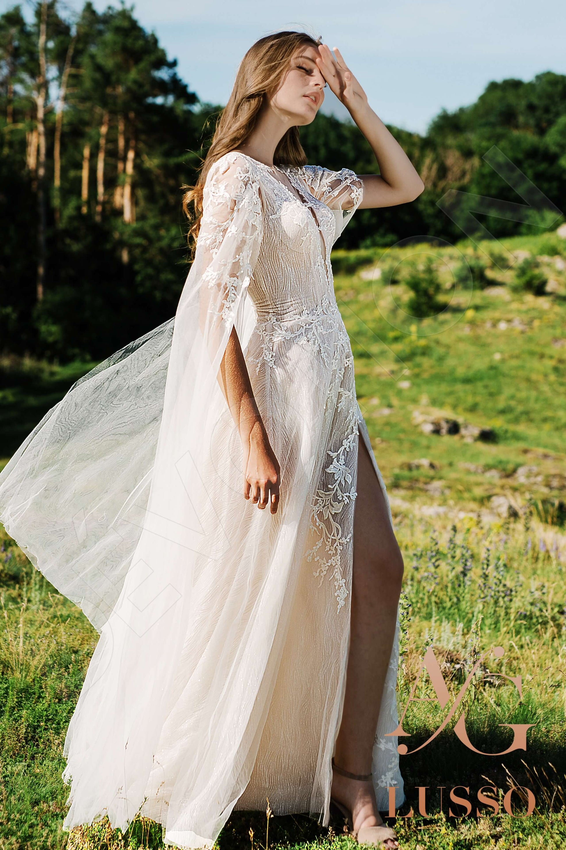 Bisa A-line Illusion Ivory Wedding dress