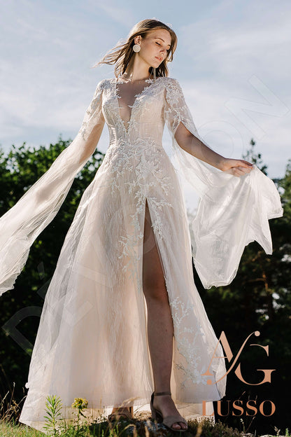 Bisa Full back A-line Long sleeve Wedding Dress 14