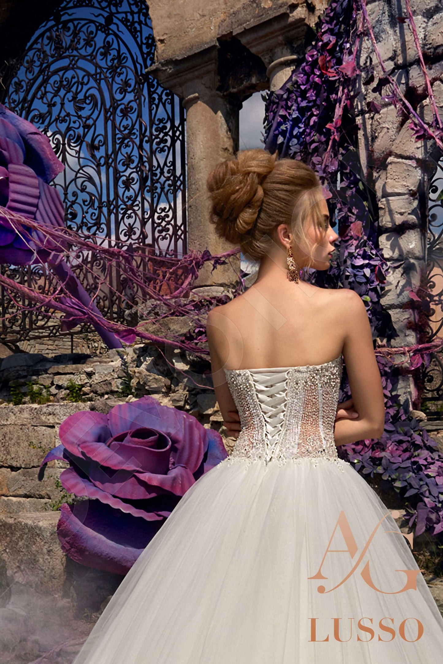 Hilda Open back Princess/Ball Gown Strapless Wedding Dress 4