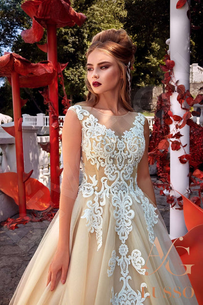 Salma Illusion back Princess/Ball Gown Sleeveless Wedding Dress 2