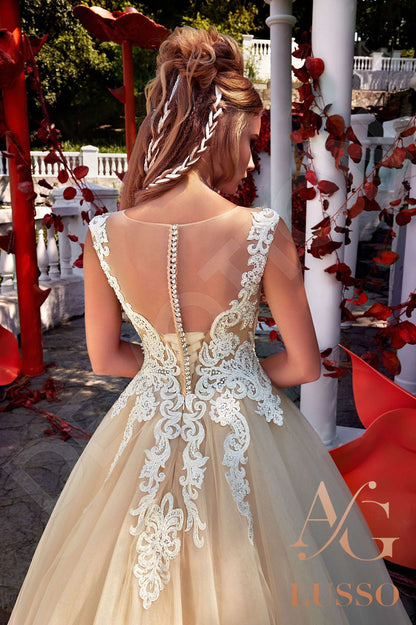 Salma Illusion back Princess/Ball Gown Sleeveless Wedding Dress Back