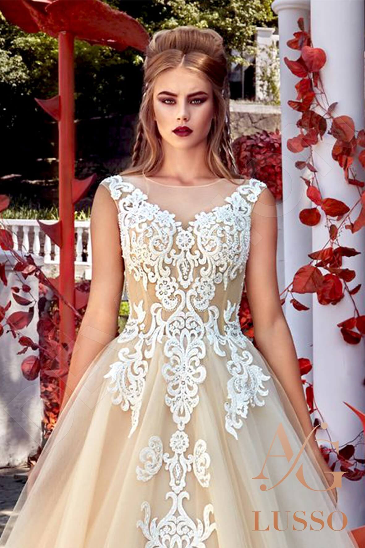 Salma Illusion back Princess/Ball Gown Sleeveless Wedding Dress 3