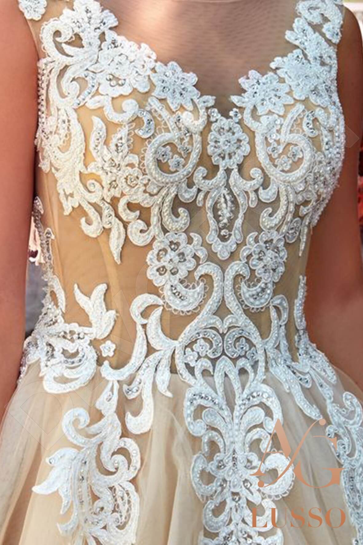Salma Illusion back Princess/Ball Gown Sleeveless Wedding Dress 4