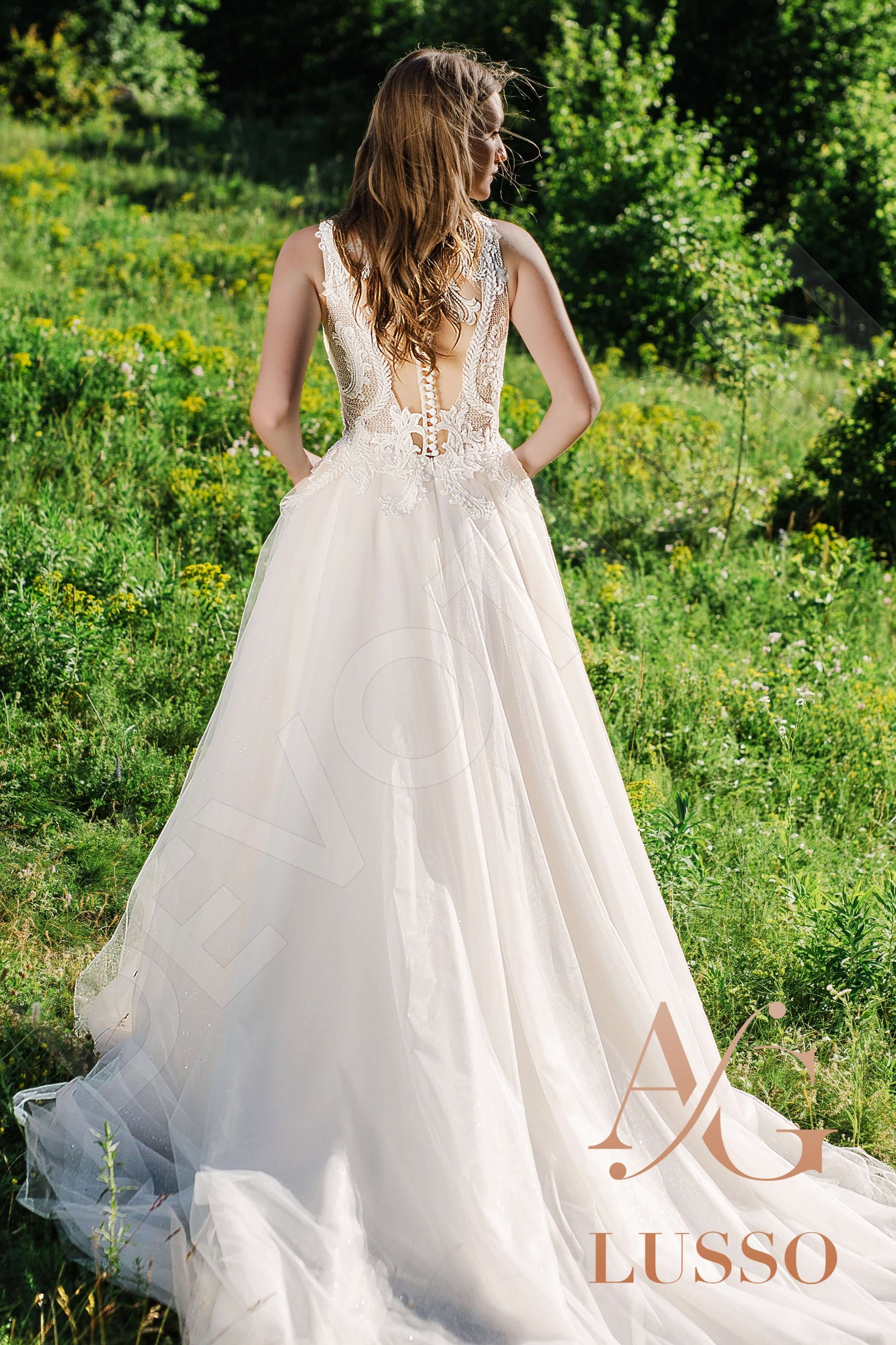 Akiba A-line Illusion Caramel Wedding dress