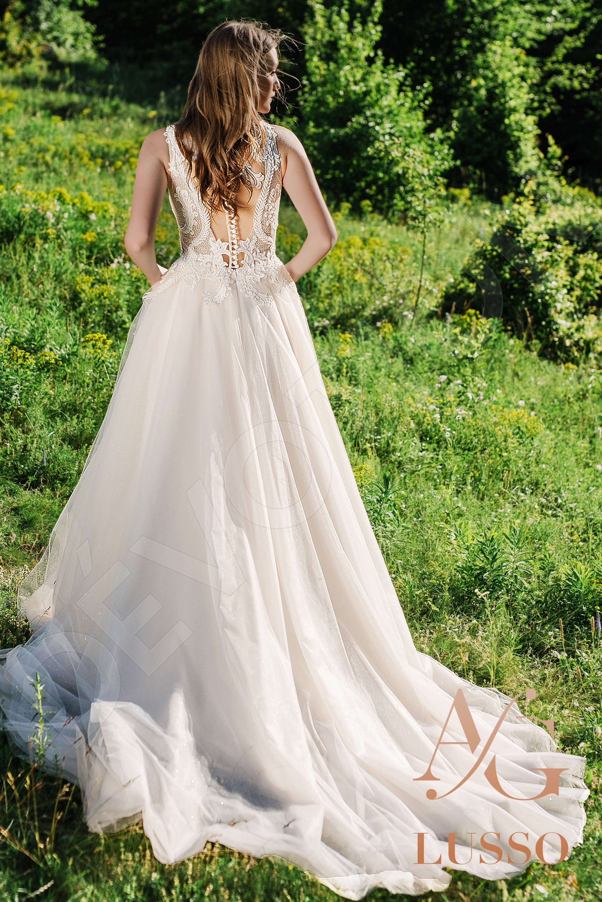 Akiba A-line Illusion Caramel Wedding dress