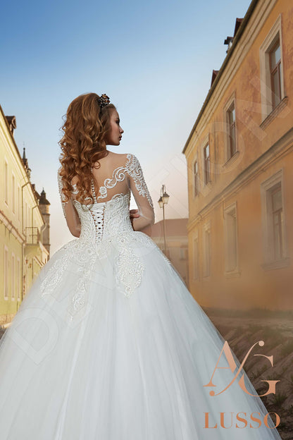 Janette Illusion back Princess/Ball Gown Long sleeve Wedding Dress Back