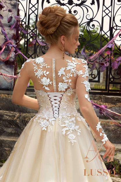 Sonita Illusion back Princess/Ball Gown Long sleeve Wedding Dress 3