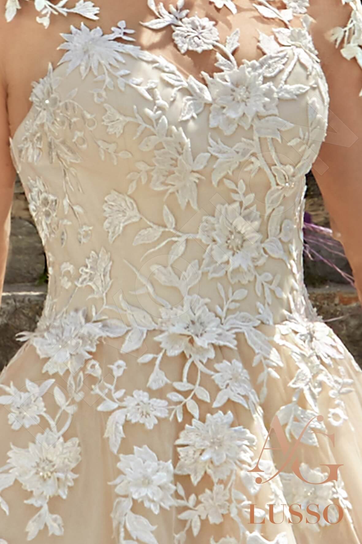 Sonita Illusion back Princess/Ball Gown Long sleeve Wedding Dress 6