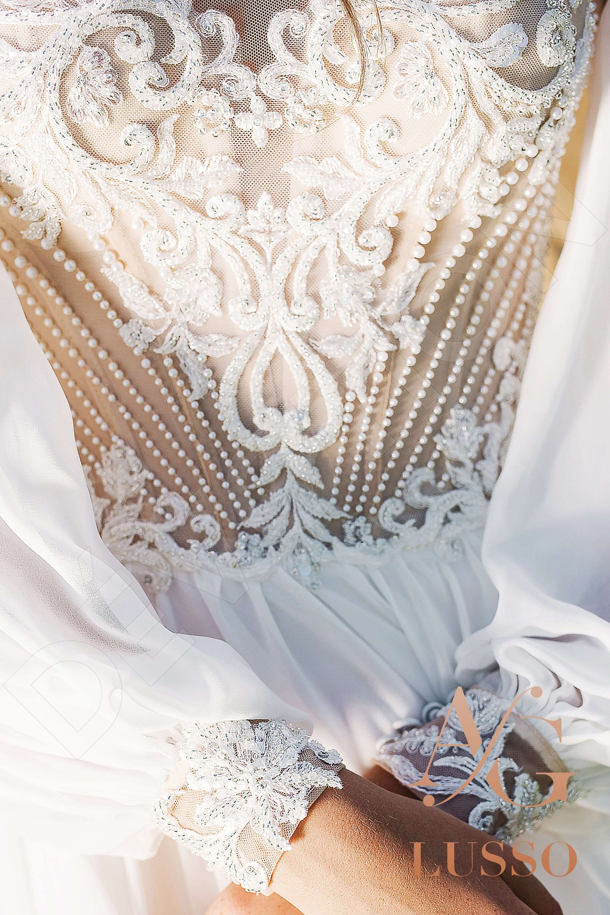 Binda A-line Illusion Ivory Nude Wedding dress