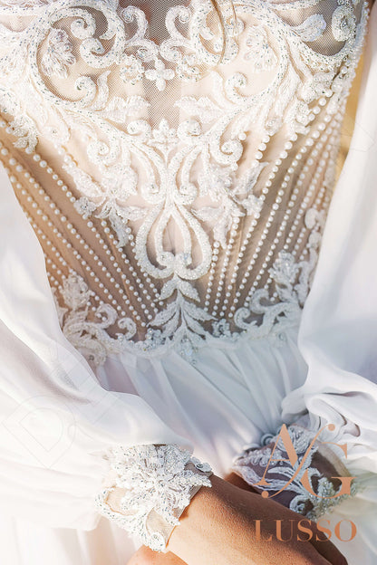 Binda Illusion back A-line Long sleeve + Décor Wedding Dress 5