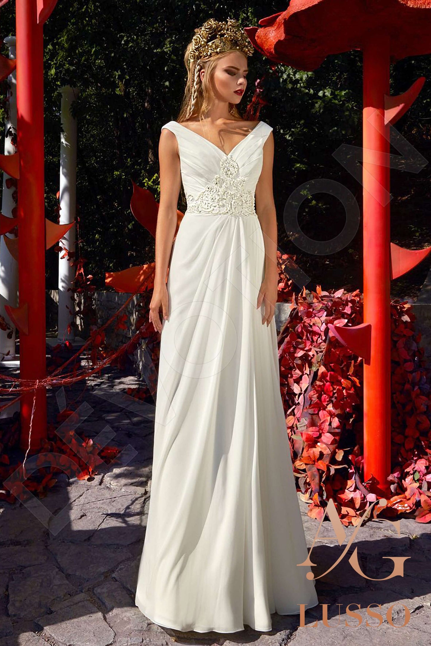 Anita Open back A-line Sleeveless Wedding Dress Front