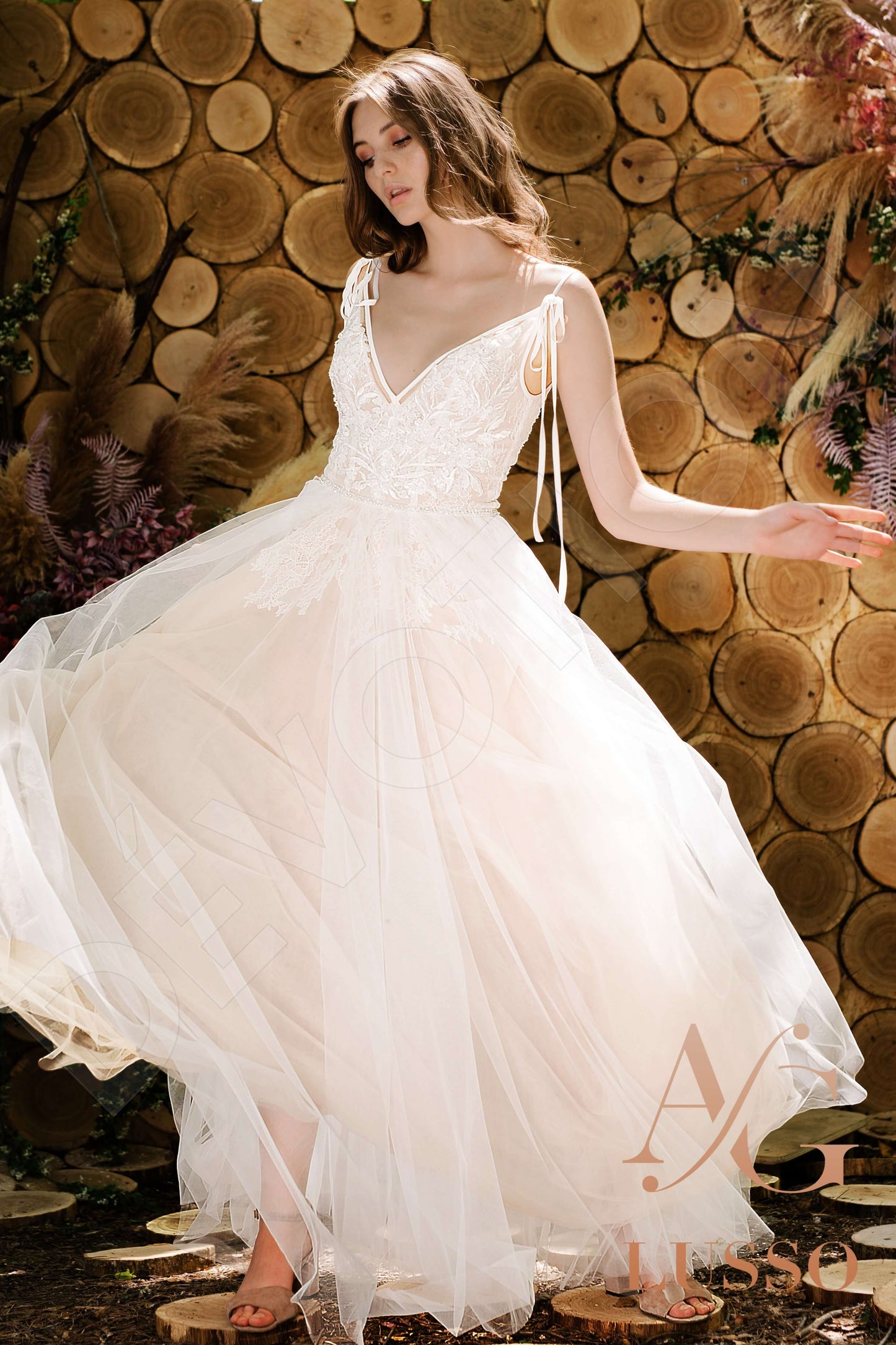 Bala Open back A-line Straps Wedding Dress 6