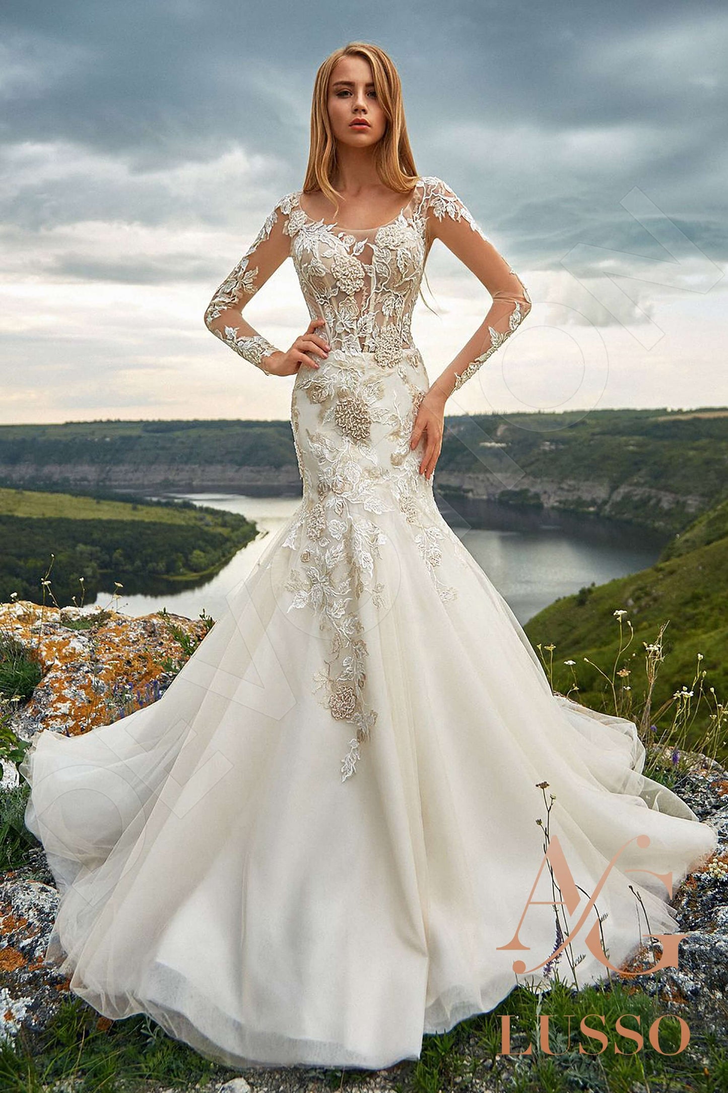 Tilde Lace up back Trumpet/Mermaid Long sleeve Wedding Dress Front