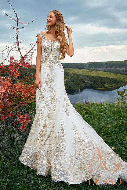 Romanilla Illusion back A-line Sleeveless Wedding Dress Front