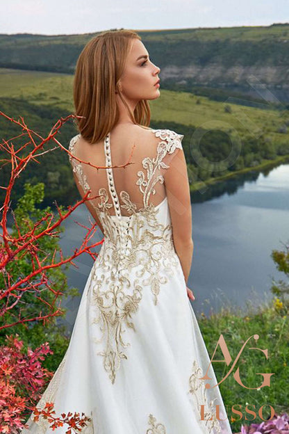 Romanilla Illusion back A-line Sleeveless Wedding Dress 5