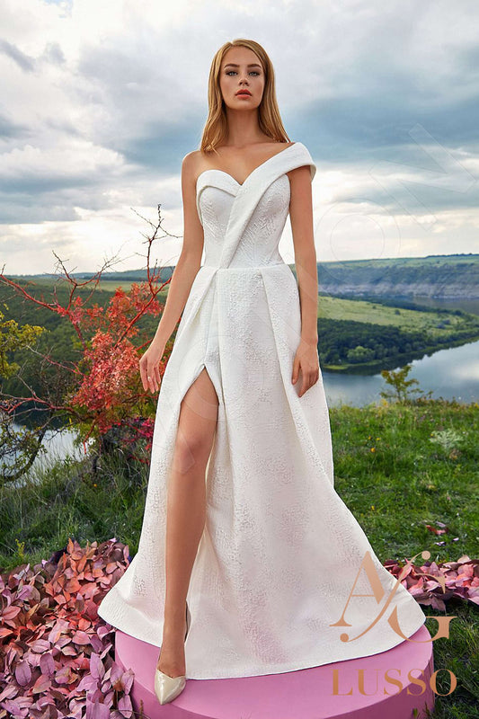 Ligidda A-line Semi-Sweetheart Milk Wedding dress