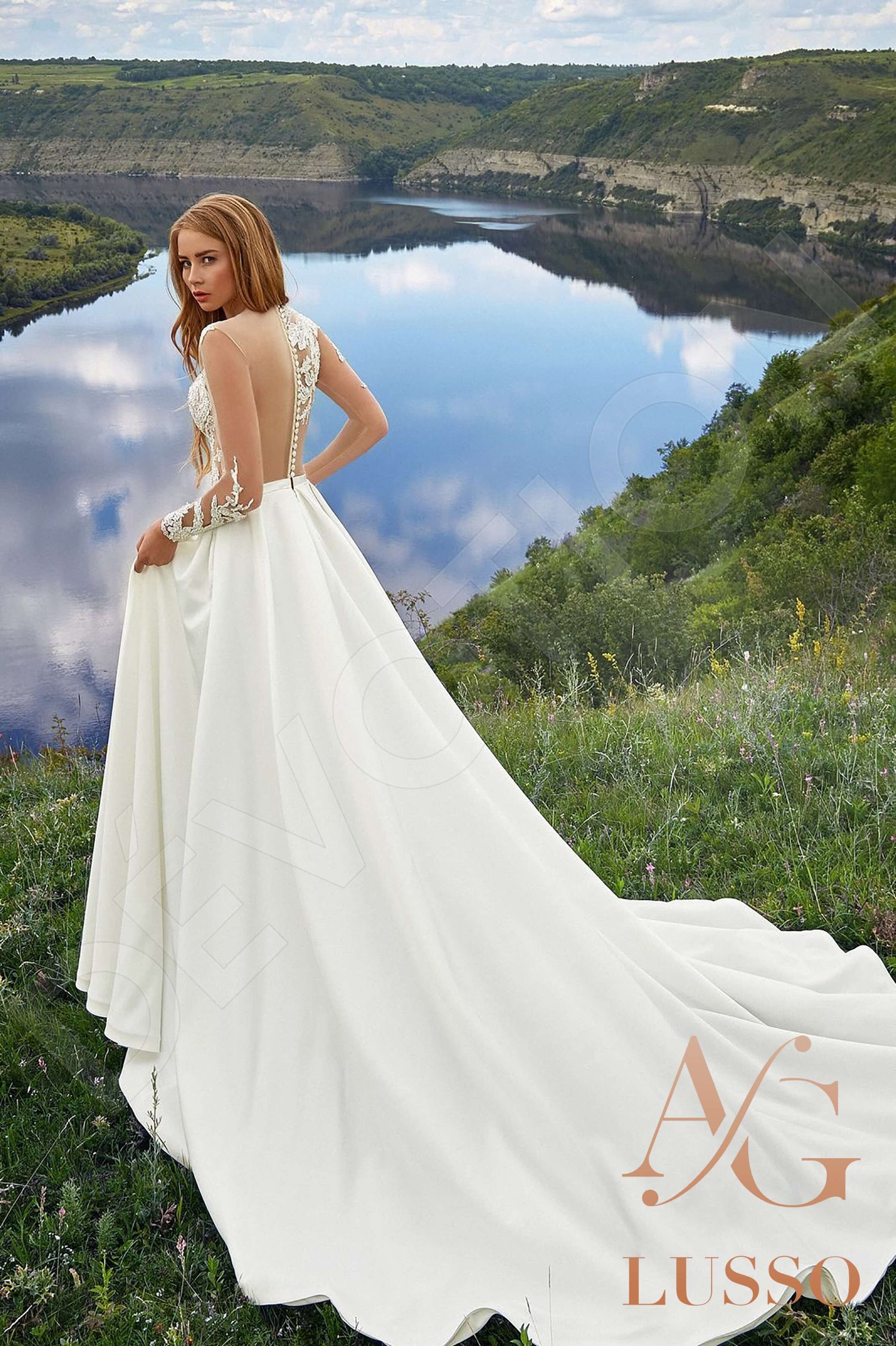 Faila A-line Jewel Milk Wedding dress