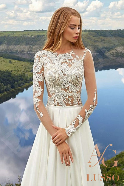 Faila Illusion back A-line Long sleeve Wedding Dress 6