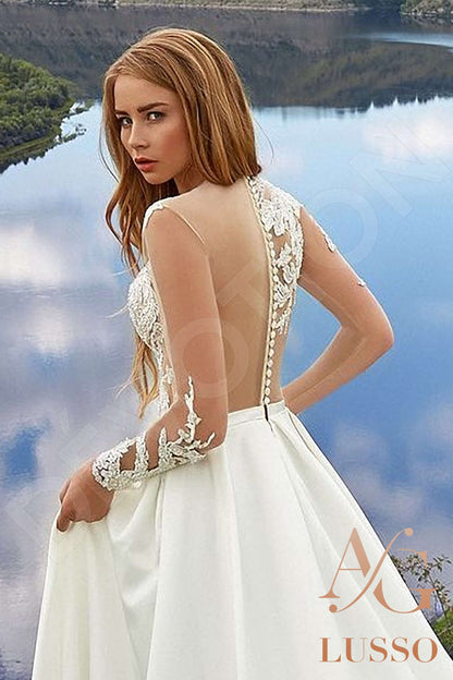 Faila Illusion back A-line Long sleeve Wedding Dress 4