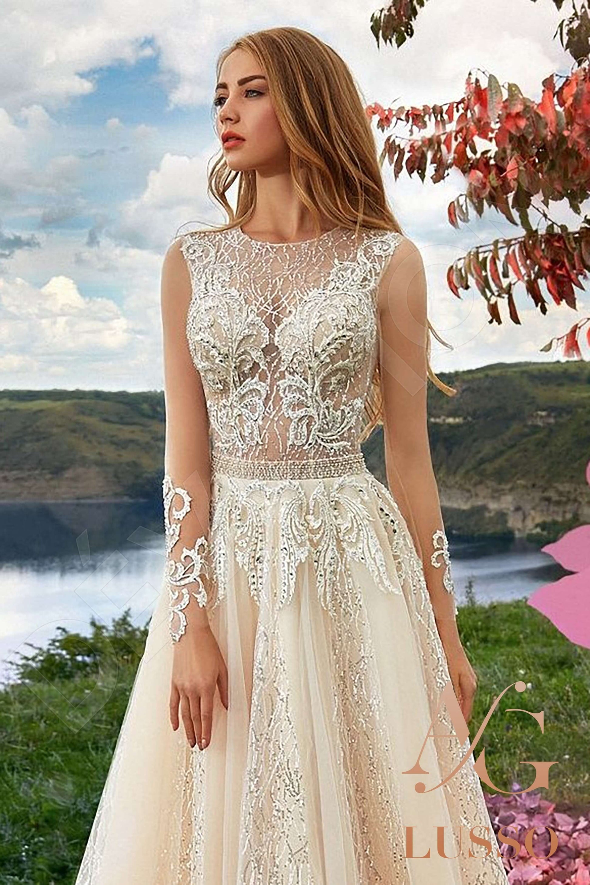 Latorina A-line Jewel Cream Wedding dress