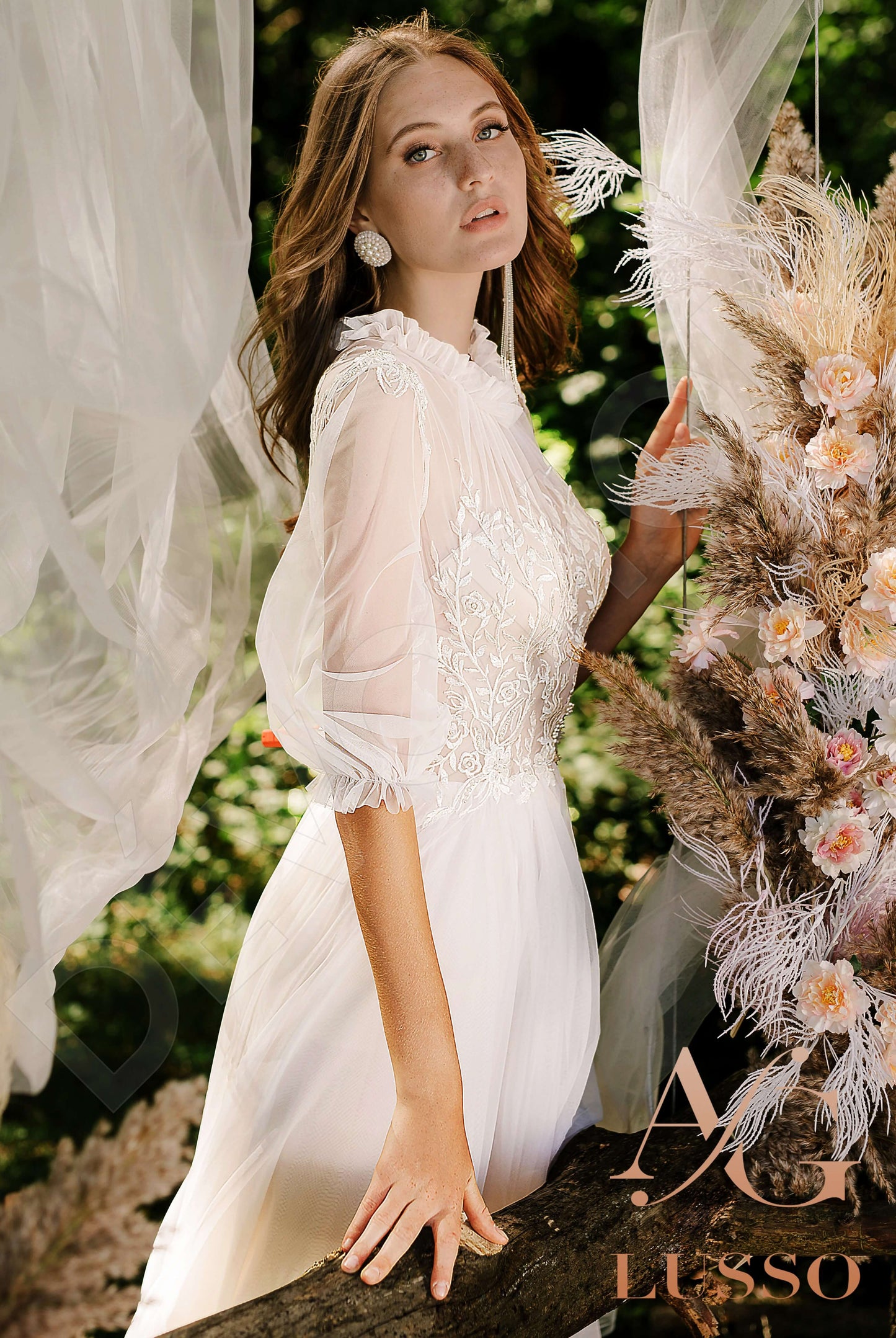 Eloise Full back A-line 3/4 sleeve Wedding Dress 7